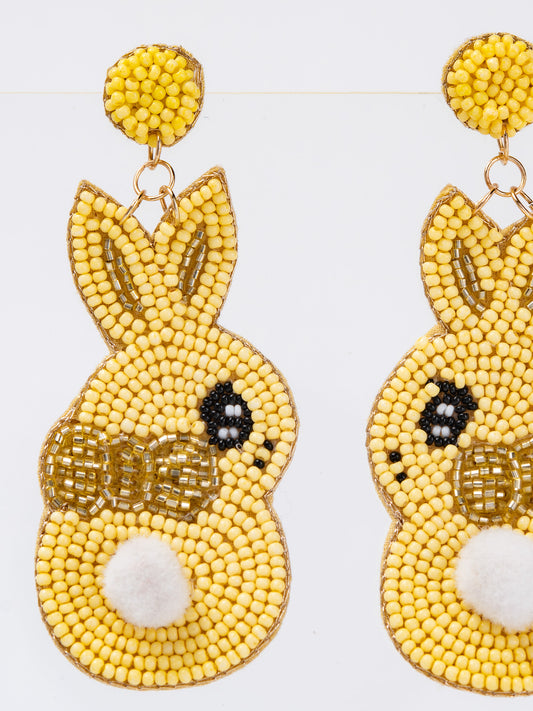 Brooklyn Cotton Tail Easter Bunny Beaded Drop Earrings