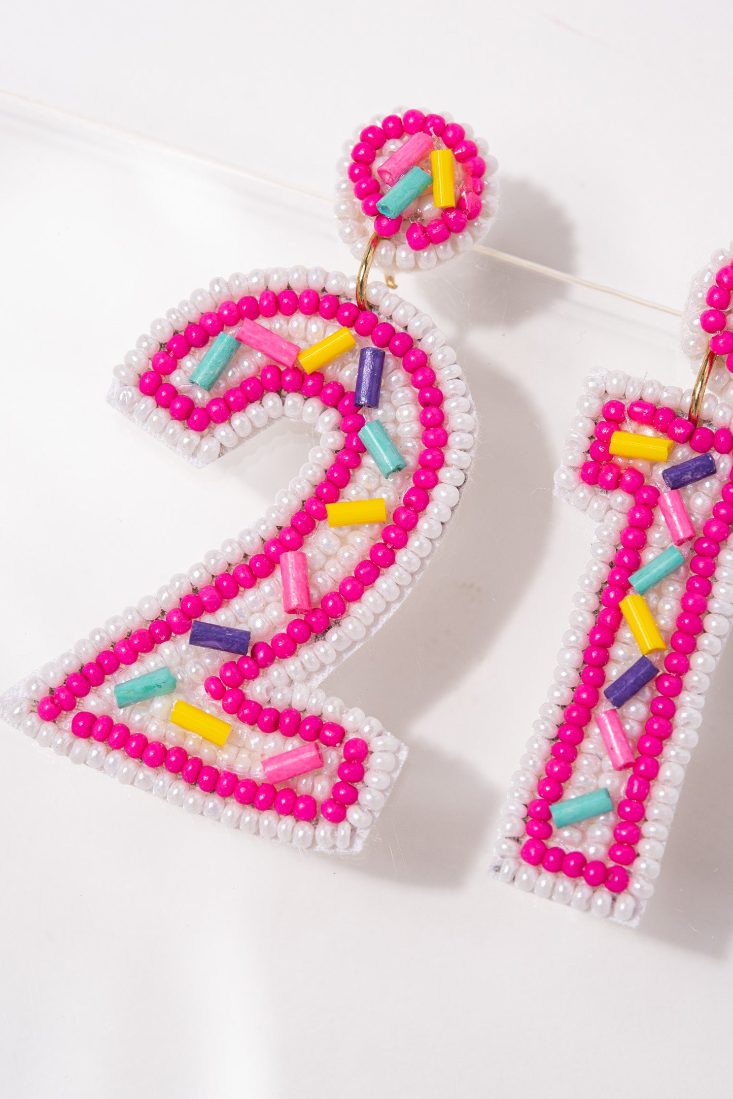 Birthday "21" Cake Beaded Dangle Earrings