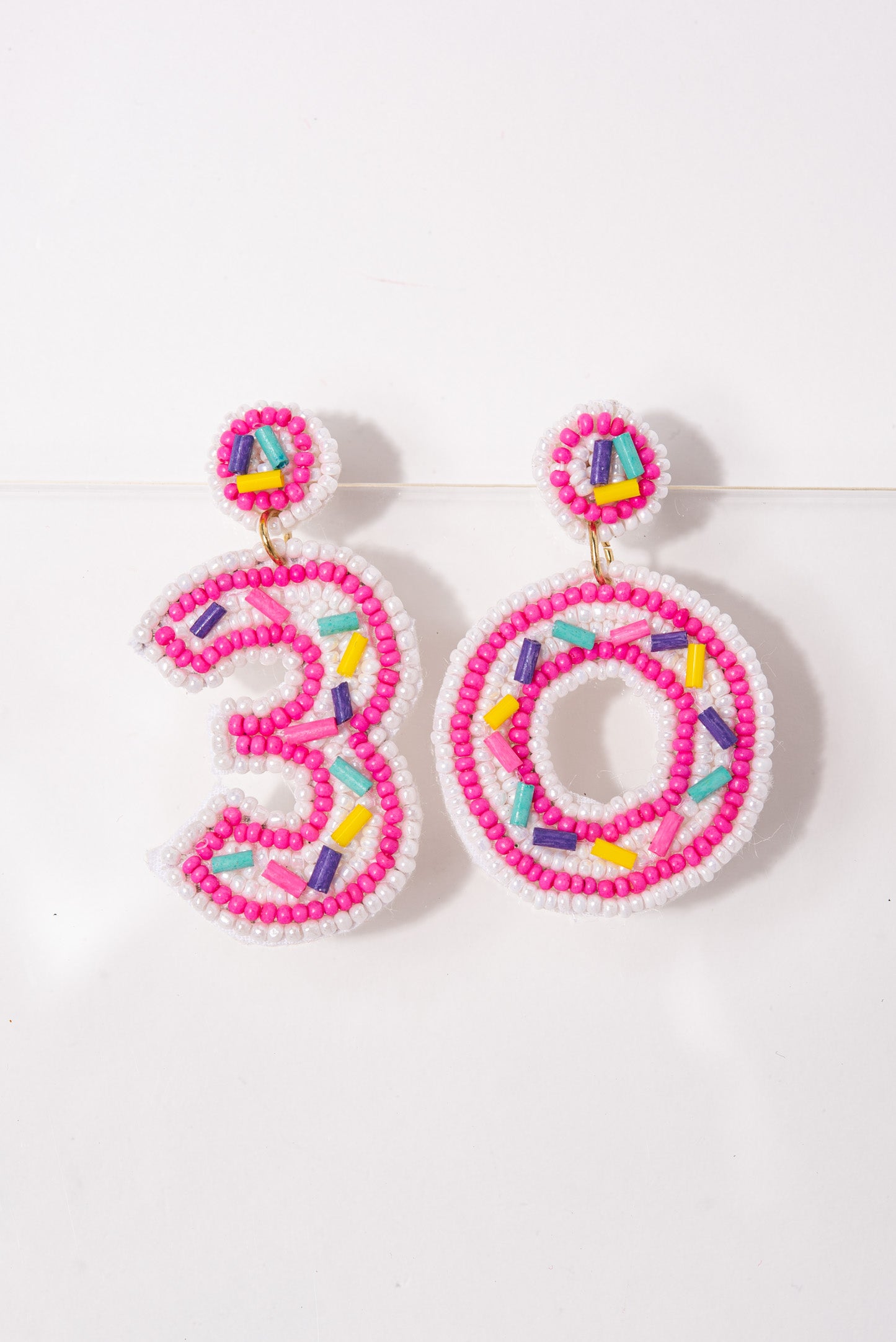 Birthday "30" Cake Beaded Dangle Earrings