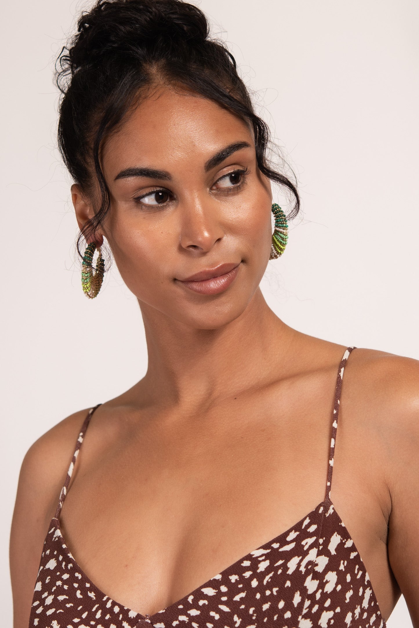 Zaria Beaded Boho Crescent Hoops