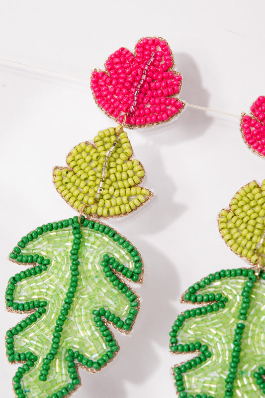Aria Tropical Dangle Beaded  Earrings - Green
