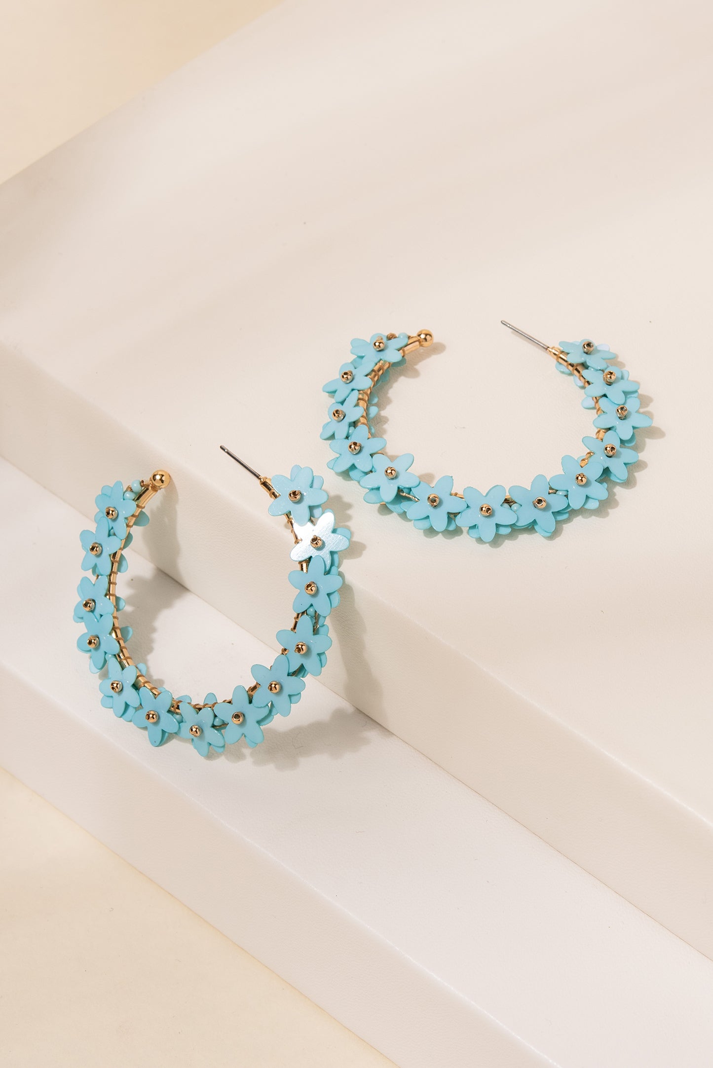 Dalia Acrylic Flower Beaded Hoops