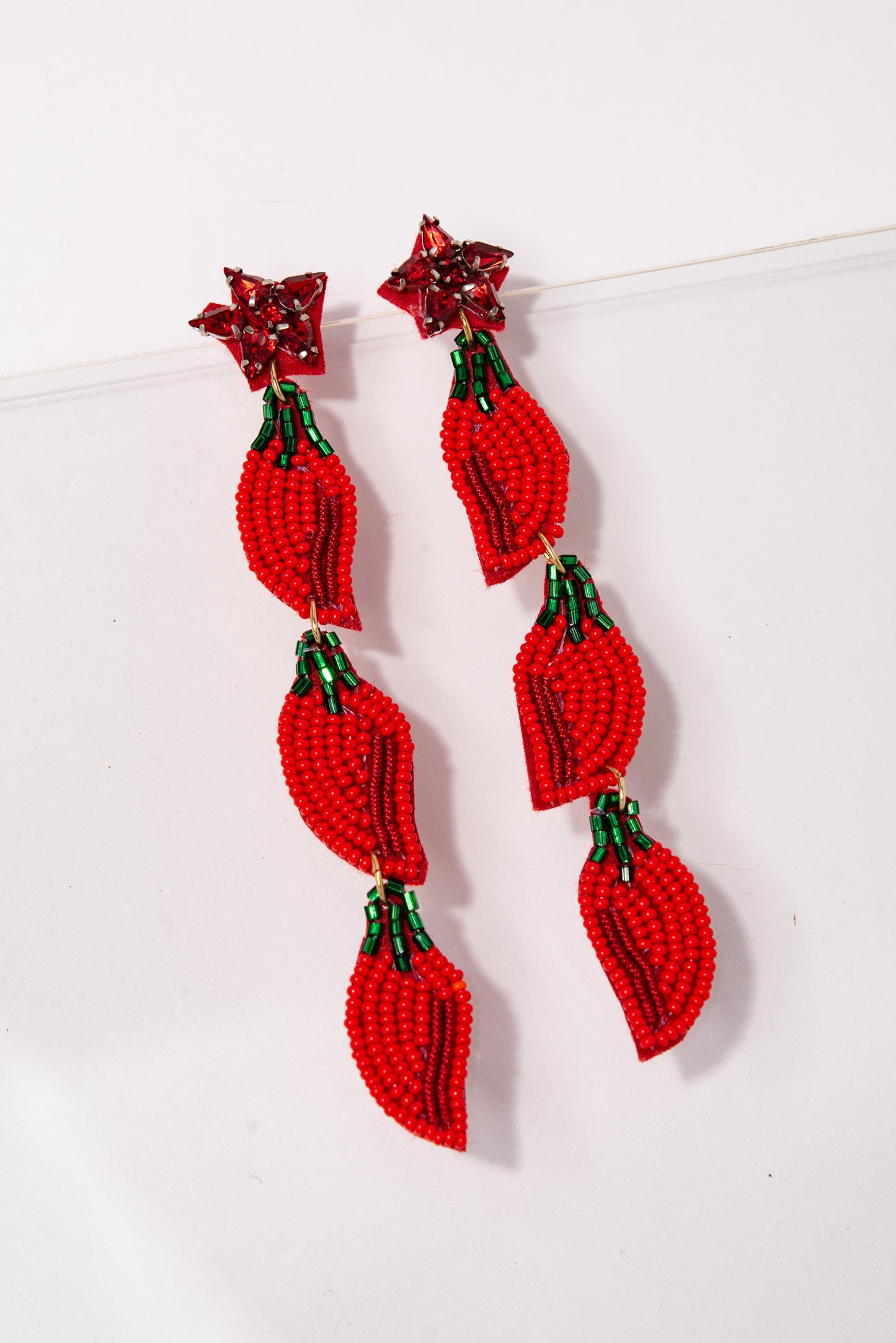 Stacy Spicy Pepper Beaded Earrings - Red