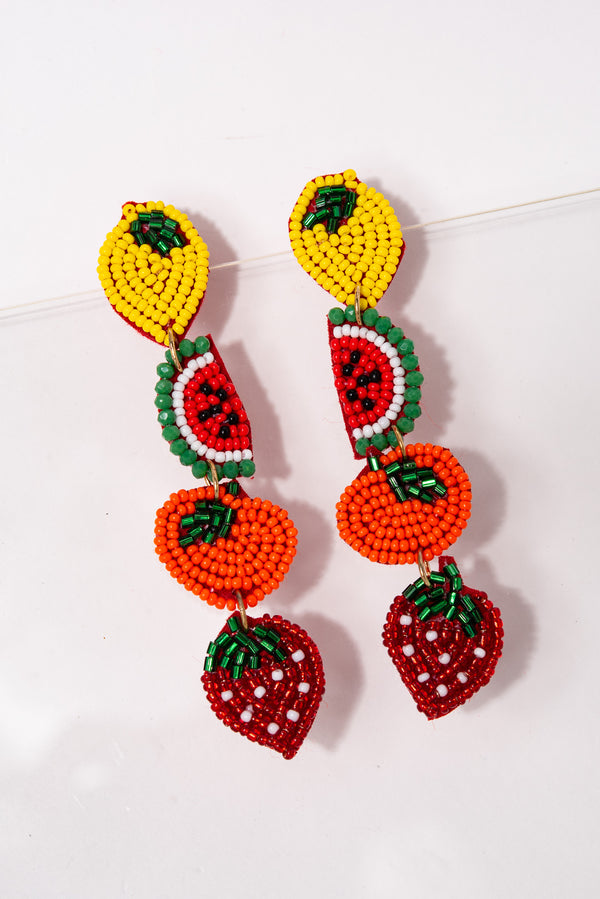 Meli Fruit Dangle Beaded Earrings - Multi Color