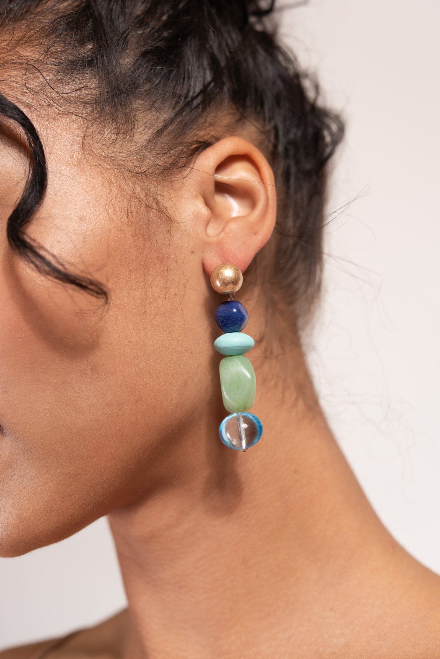 Lyra Organic Beaded Linear Dangle Earrings