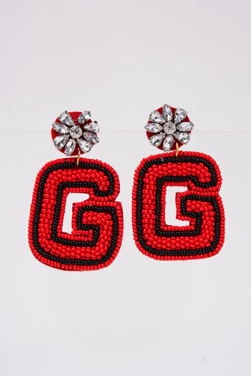 G University Beaded Dangle Earrings - Red