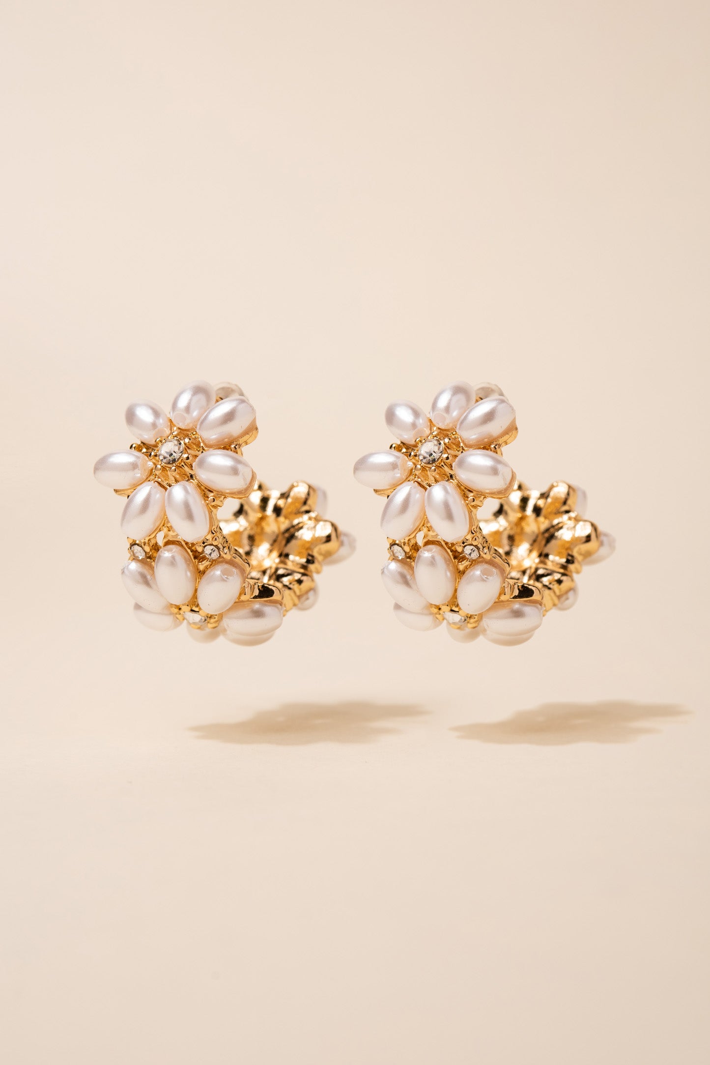 Anne Klein Gold-Tone Pave & Mother-of-Pearl Flower Clip-On Button Earrings  | Vancouver Mall