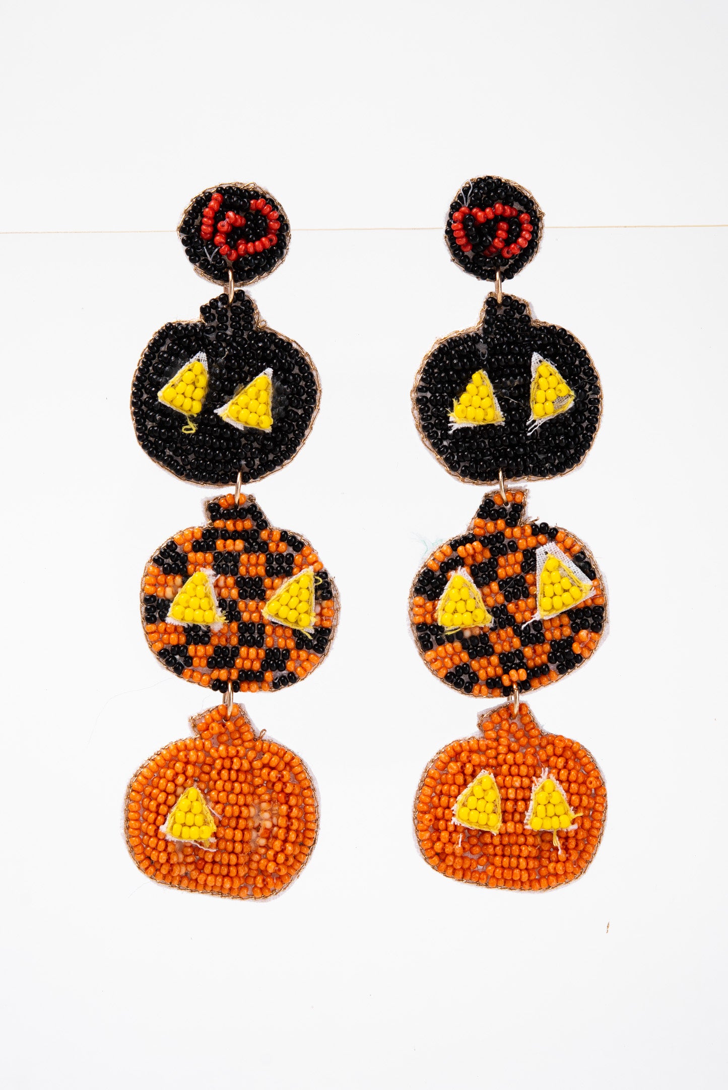 Kelly 3-Tier Jack O Lantern Beaded Drop  Earrings