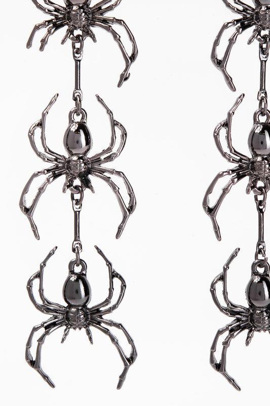 Anna 3-Tier Spider Drop Earrings - Black