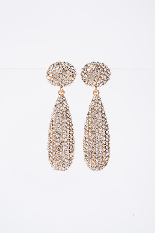 Adelisa 2-Tier Crystal Rhinestone Pave Teardrop Earrings - Gold Crystal