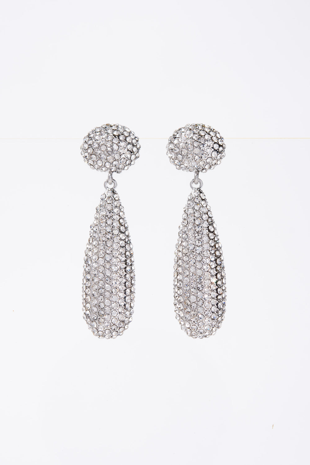 Adelisa 2-Tier Crystal Rhinestone Pave Teardrop Earrings - Silver Crystal