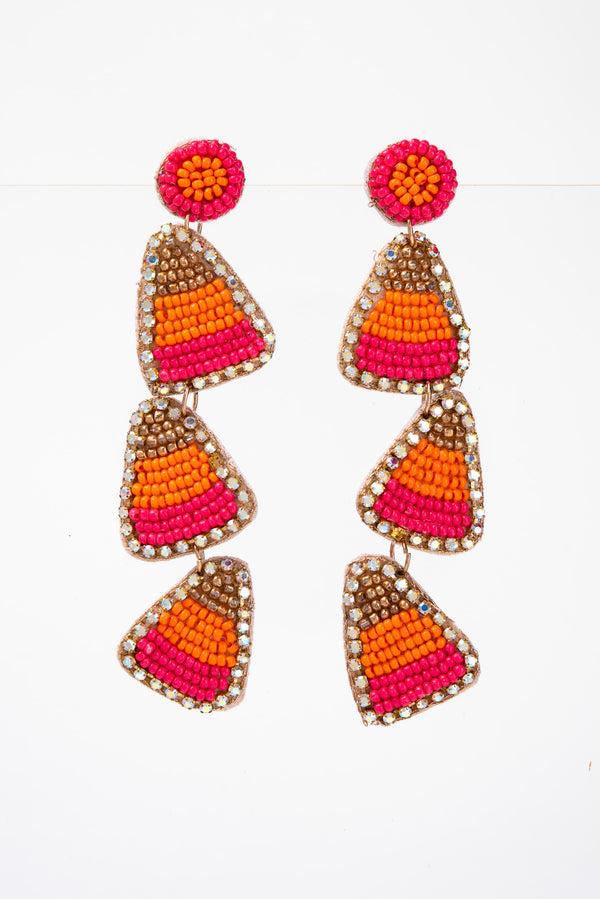 Nicole Candy Corn 3-Tier Dangle Earrings