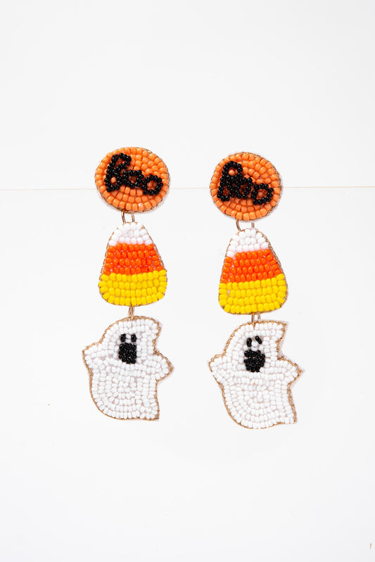 Haley "Boo" Candy Corn Dangle Earrings - Orange