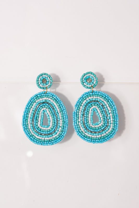 Oliva Abstract Seed Bead Earrings - Turquoise