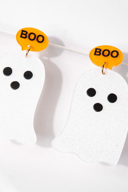 Kylie Boo Spooky Enamel Earrings - White
