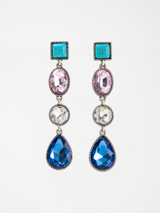 Lily Western Turquoise Gemstone Linear Earrings