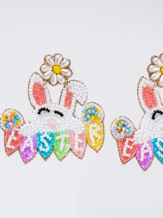 Emma Easter Rabbit Garland Bead Mix Drop Earrings