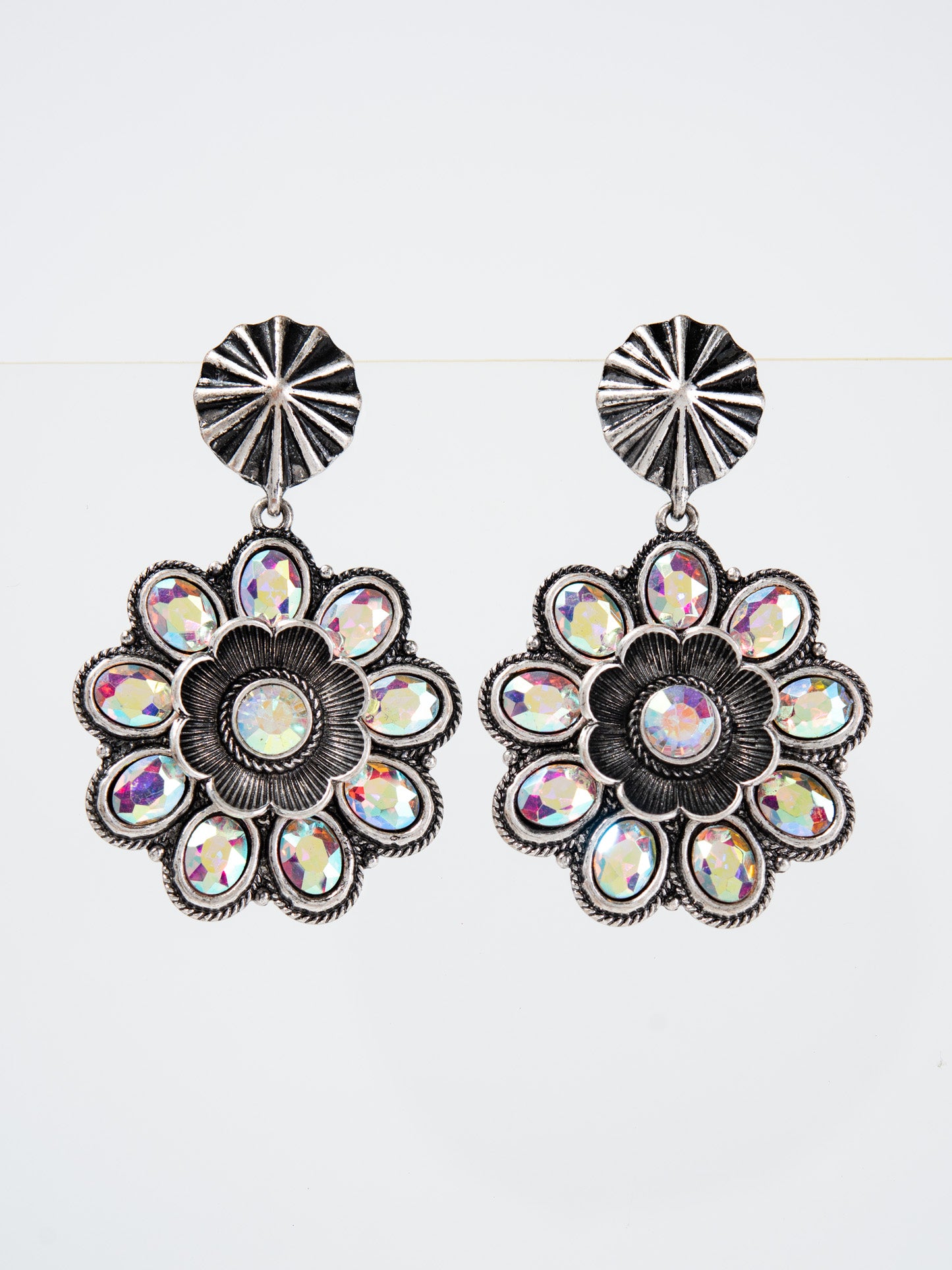 Megan Western Flower Dangle Concho Earrings