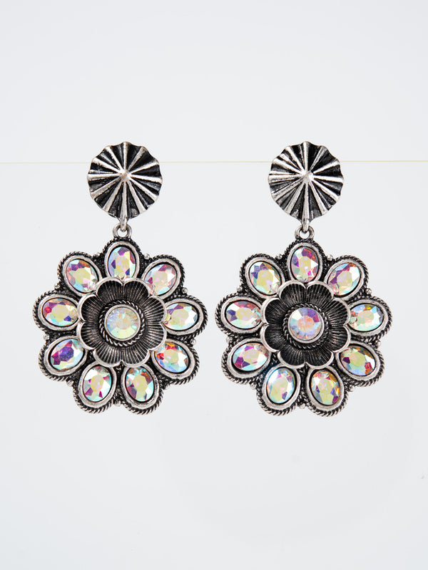 Megan Western Flower Dangle Concho Earrings