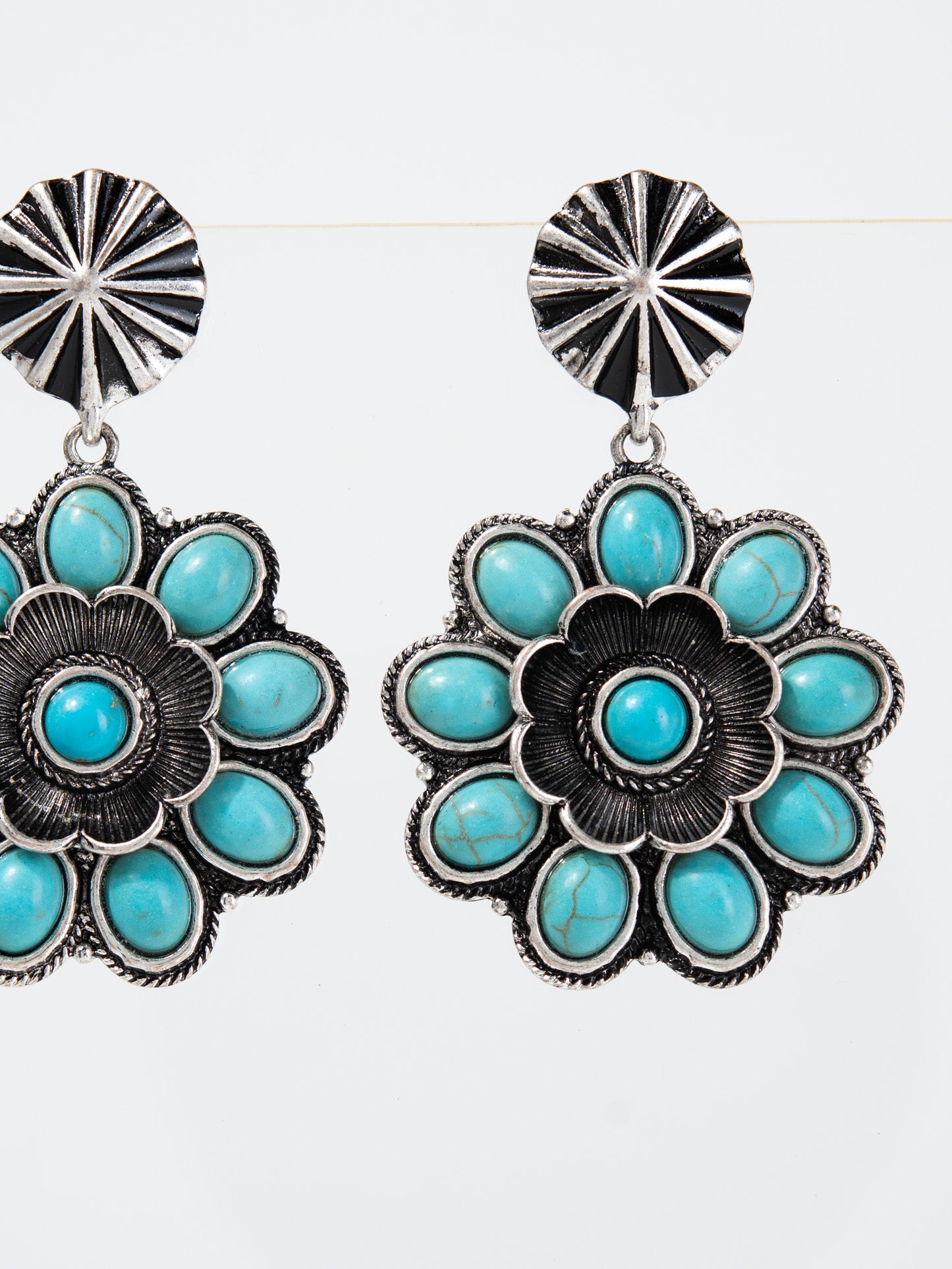 Megan Western Flower Dangle Concho Earrings