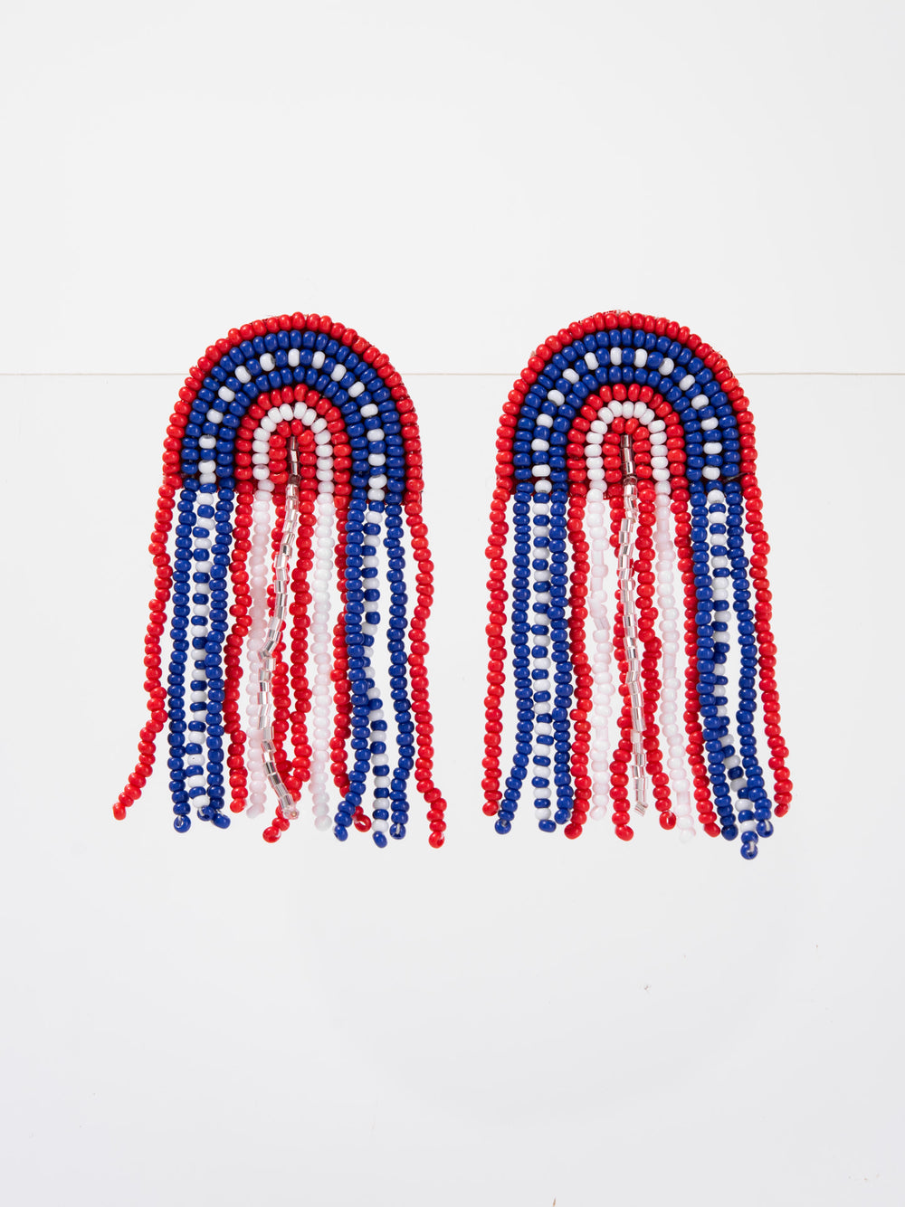 Ayla Patriotic  Arch Tassel Beaded Earrings