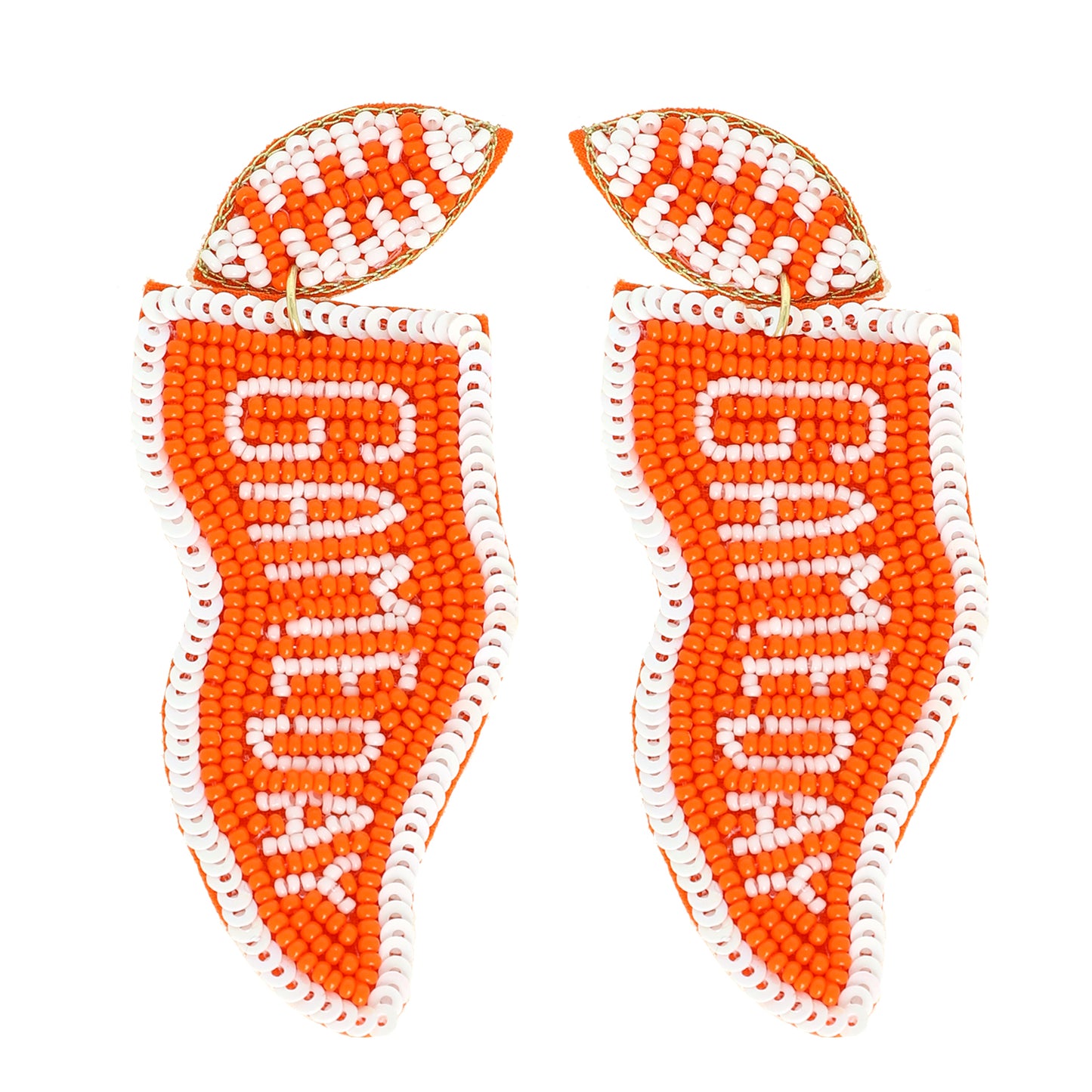 Amber Game Day Letter Beaded Sequins Flag Post Earrings