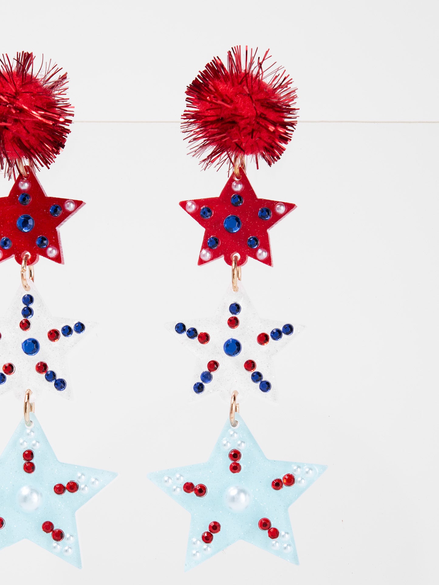 Lucia Patriotic Rhinestone Star Acrylic Earrings