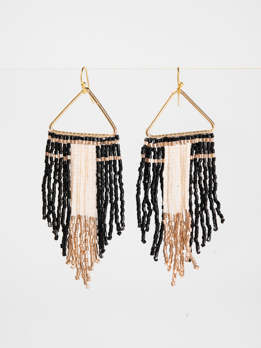 Alina Seed Bead Fringe Dangle Earrings