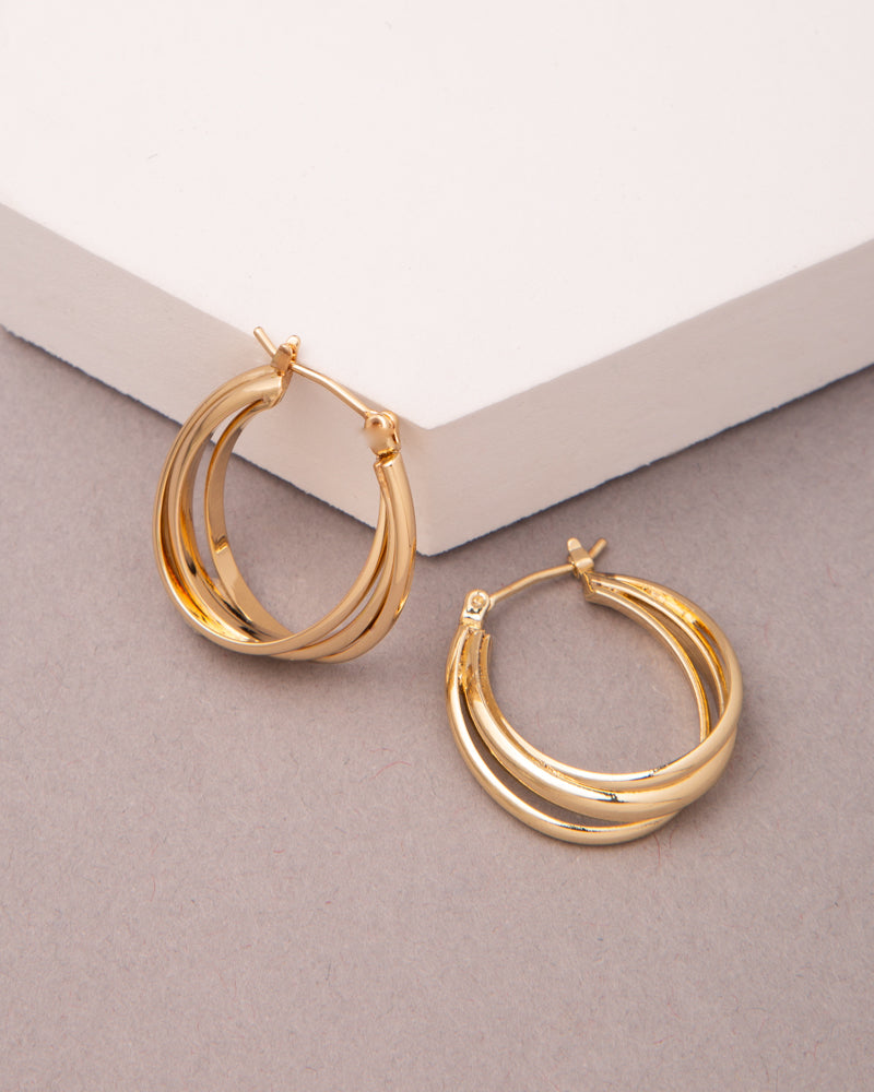 Ava Gold Plated Intertwined Hoop Earrings | Gold