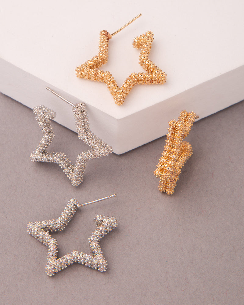 Elle Gold Plated Textured Star Earrings