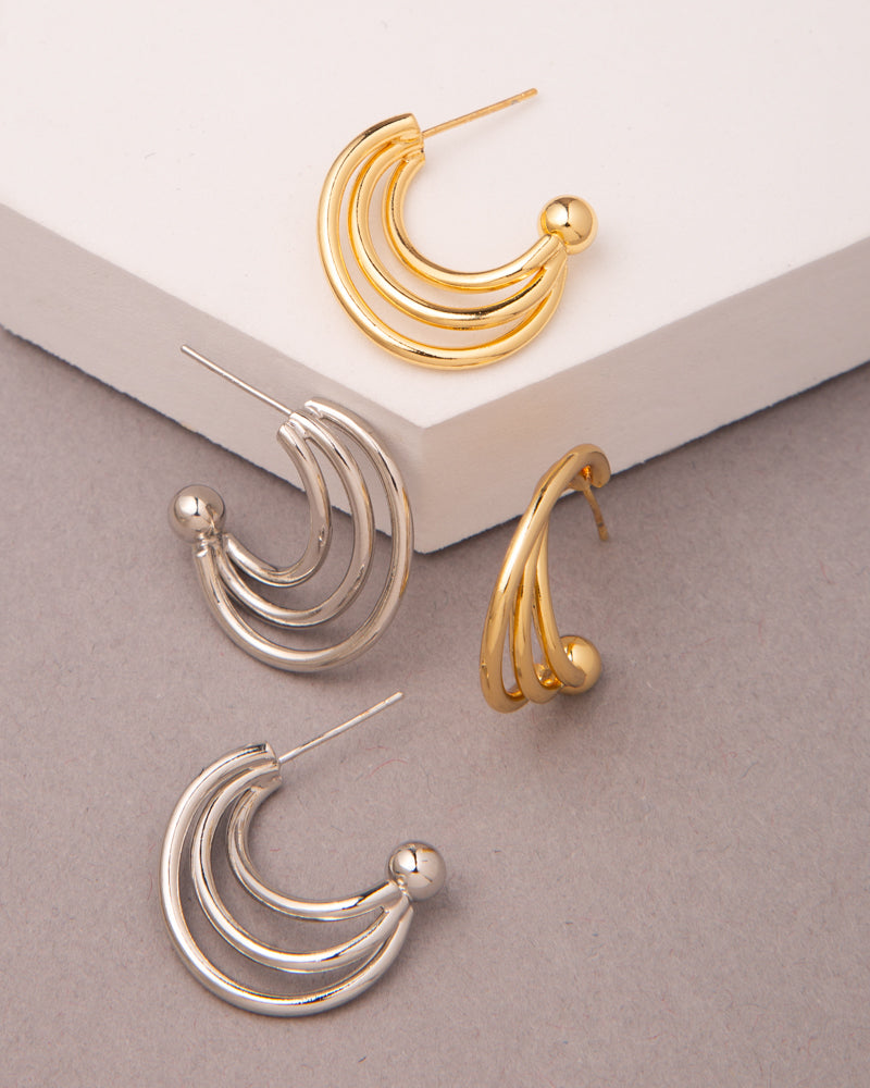 Nikki Gold Plated Intertwined Crescent Hoop Earrings