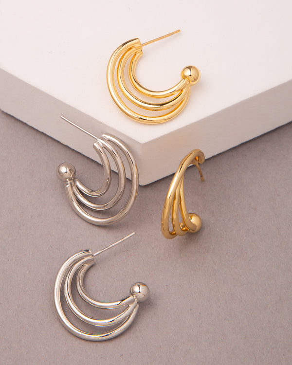 Nikki Gold Plated Intertwined Crescent Hoop Earrings