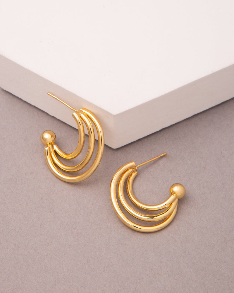 Nikki Gold Plated Intertwined Crescent Hoop Earrings | Gold