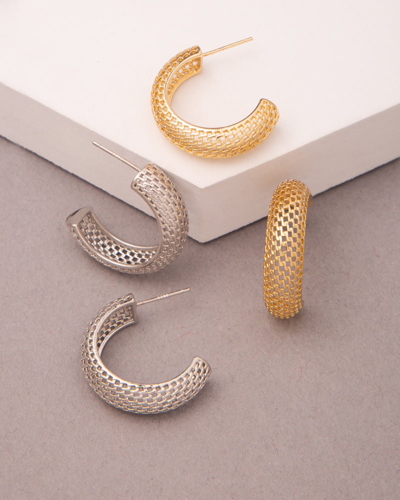 Julia Gold Plated Textured Crescent Hoop Earrings