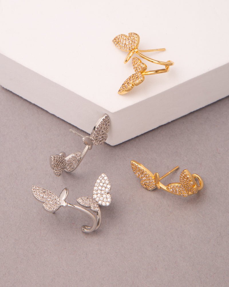 Linda Gold plated Double Butterfly Earrings