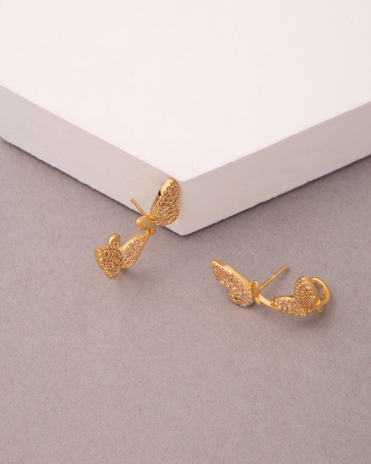 Linda Gold plated Double Butterfly Earrings | Gold