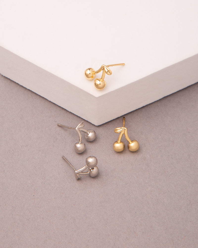 Holly Gold Plated Polished Cherry Post Earrings