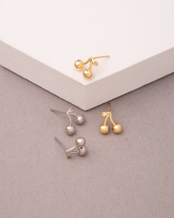 Holly Gold Plated Polished Cherry Post Earrings