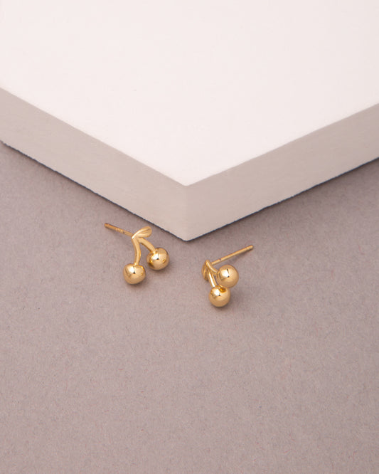 Holly Gold Plated Polished Cherry Post Earrings | Gold