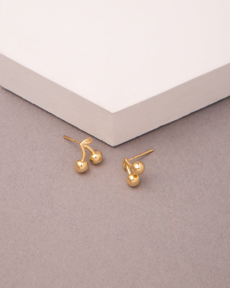 Holly Gold Plated Polished Cherry Post Earrings | Gold