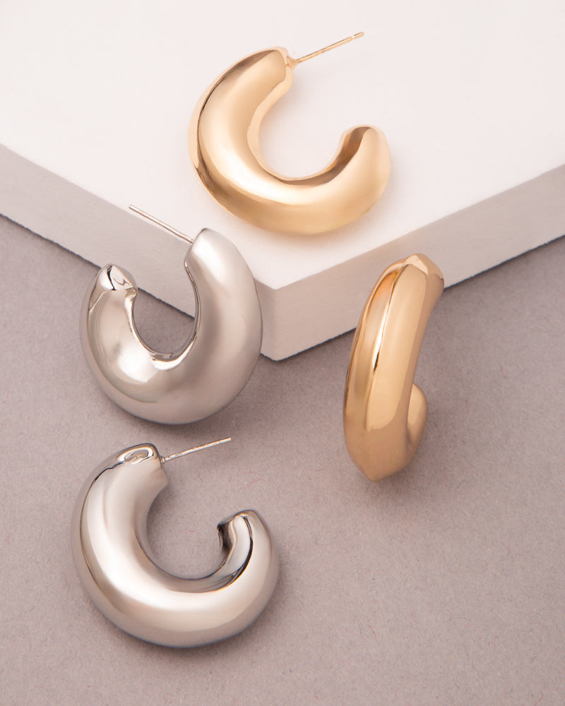 Lilith Gold Plated Chunky Hoop Post Earrings