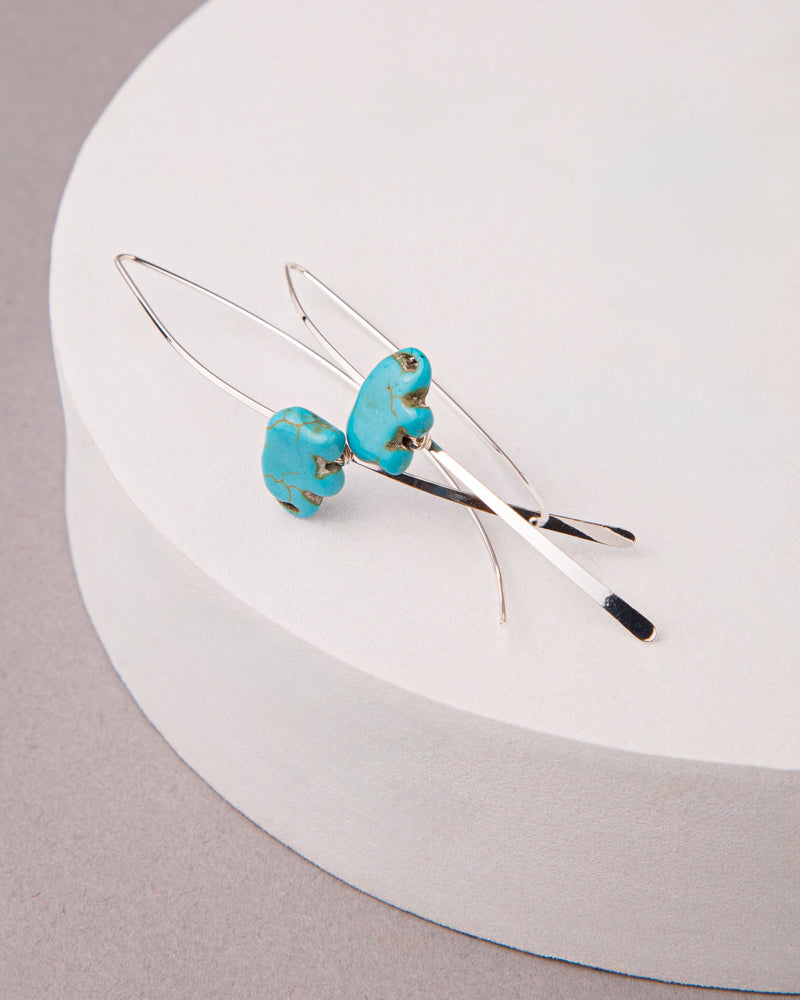 Maya Western Angle Loop Turquoise Earrings | Elephant