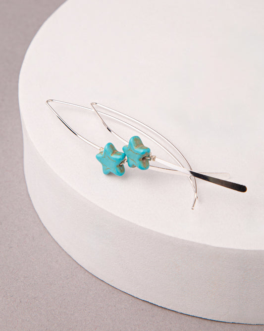 Maya Western Angle Loop Turquoise Earrings | Star