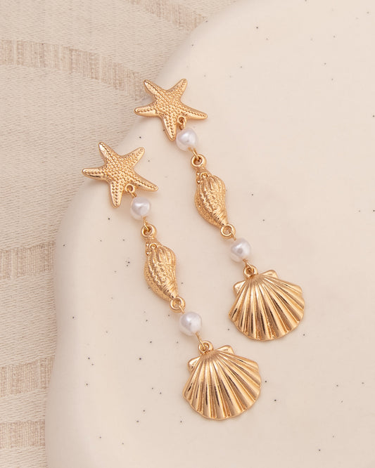 Layla Sea Life Post Dangle Earrings | Gold