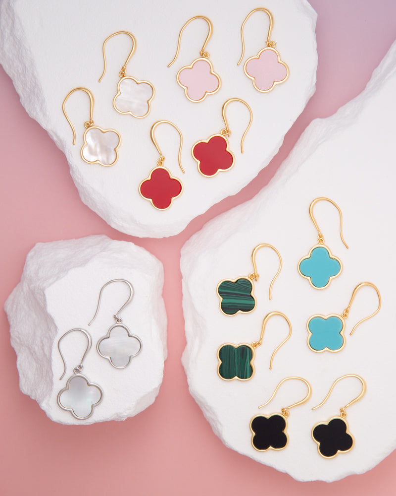 Shelby Gold Plated Quatrefoil Dangle Earrings
