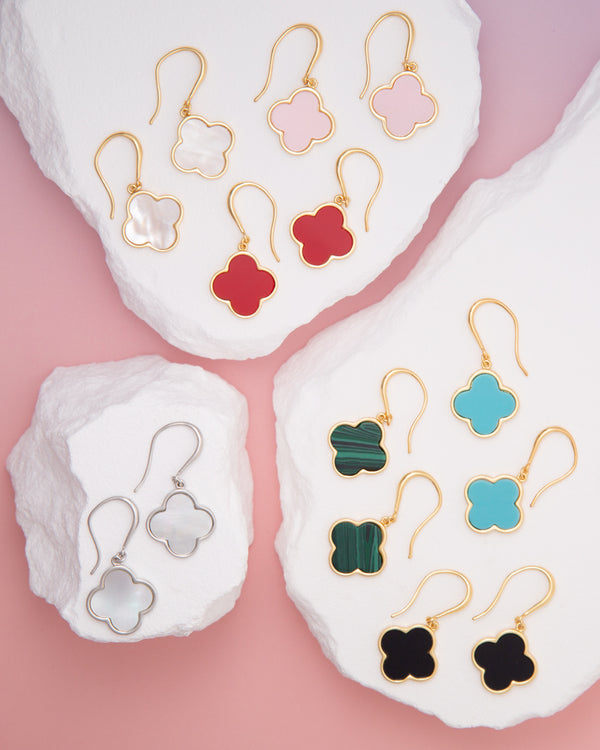 Shelby Gold Plated Quatrefoil Dangle Earrings