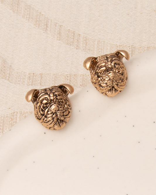 Alaina 3D English Bulldog Puppy Face Stud Earrings
