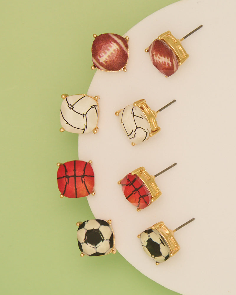 Raegan Gameday Cushion Cut Sport Post Stud Earrings