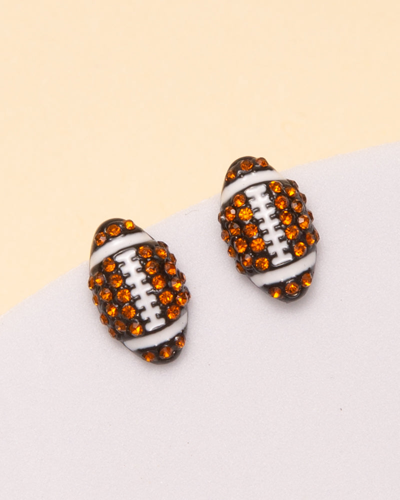 Phoebe Gameday Two-Tone Rhinestone Pave Football Stud Earrings