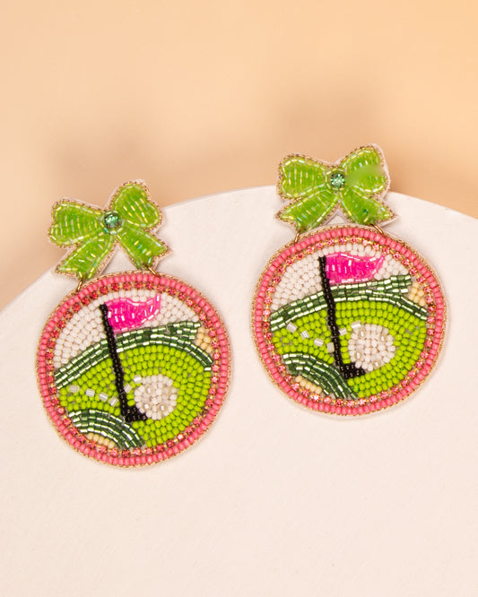 Norah Golf Theme Hole In One Beaded Post Earrings